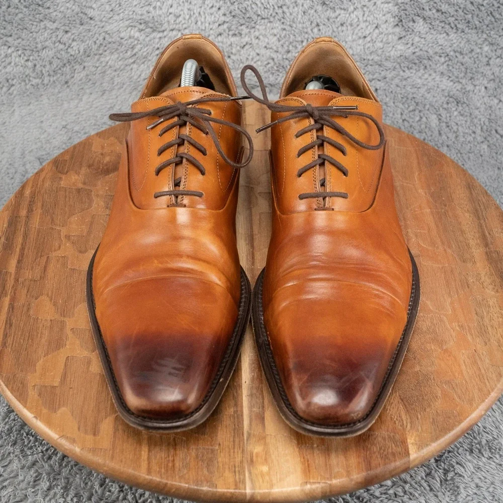 Magnanni Saffron Cuero 15959 Cap Toe Leather Dress Oxford Cigar Brown Sz 11.5 M